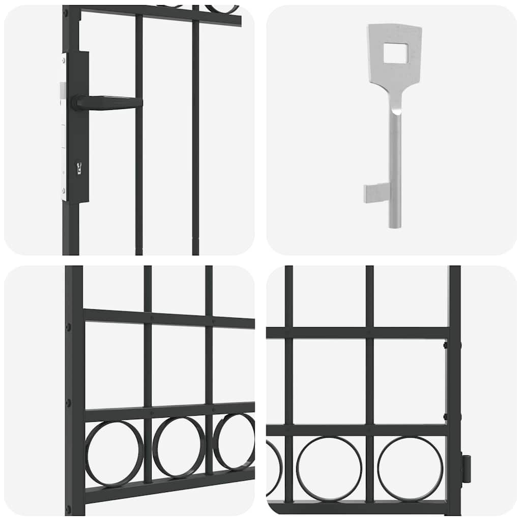 Gjerdeport Grå 89 x 200 cm Stål