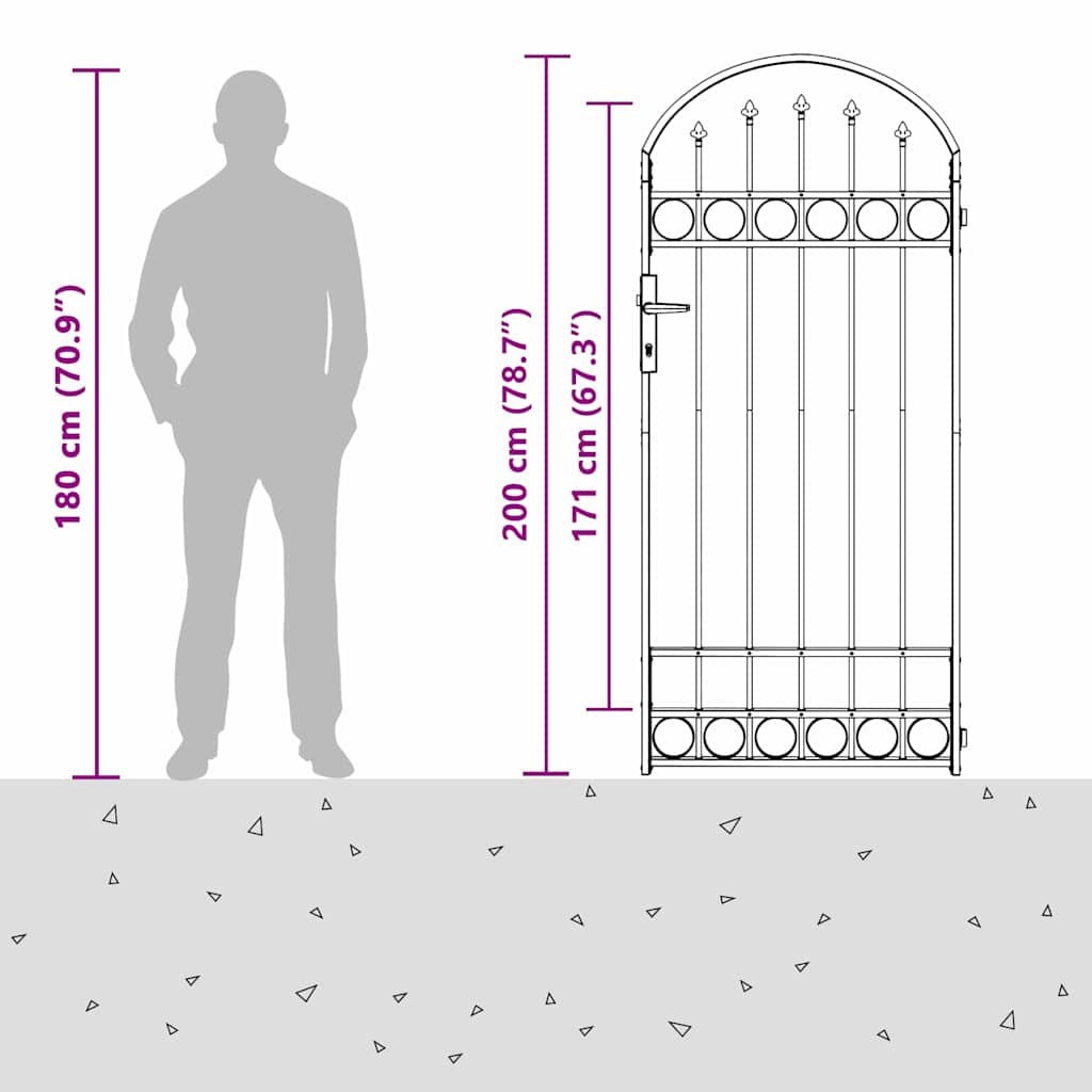 Gjerdeport Grå 89 x 200 cm Stål