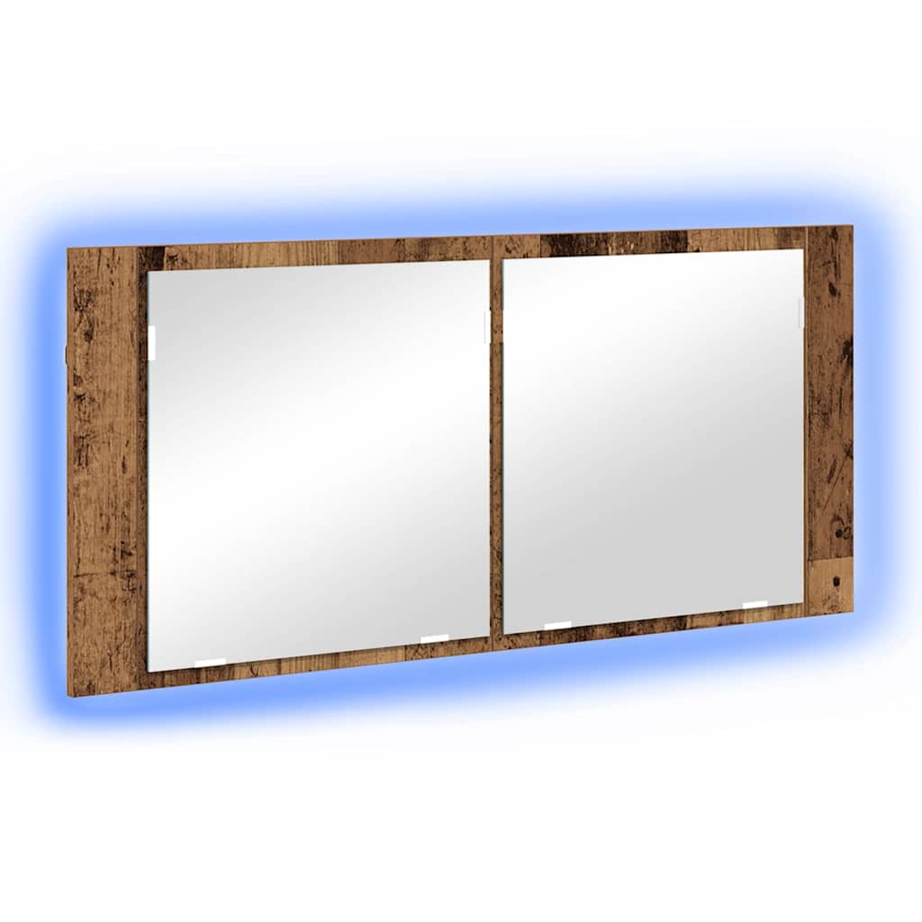 LED Speilskap Gammelt tre 100 x 12 x 45 cm Konstruert tre