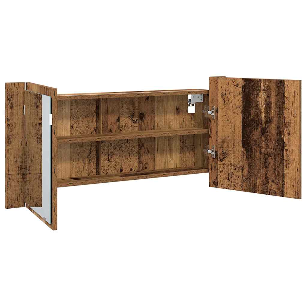 LED Speilskap Gammelt tre 100 x 12 x 45 cm Konstruert tre