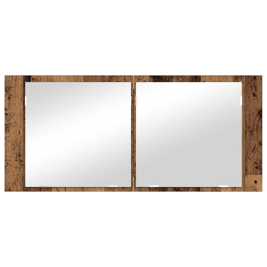 LED Speilskap Gammelt tre 100 x 12 x 45 cm Konstruert tre