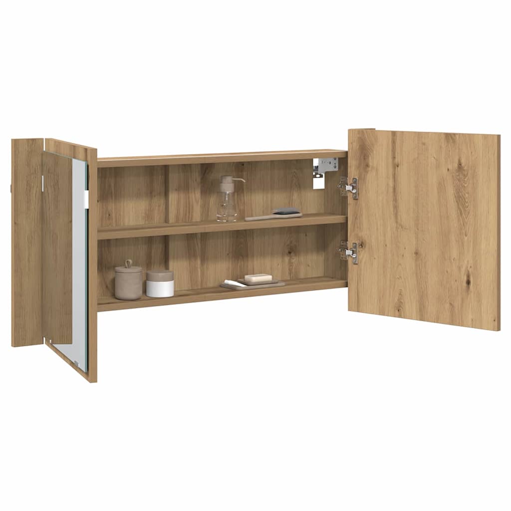LED Speilskap Artisan Eik 100 x 12 x 45 cm Konstruert tre