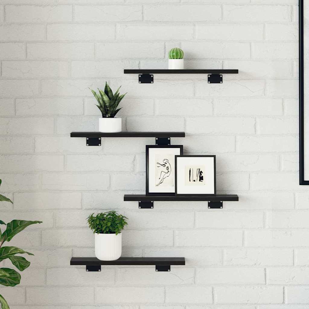 Bokhyllebrett 4 pcs Svart 40 x 10 x 1,5 cm Konstruert tre