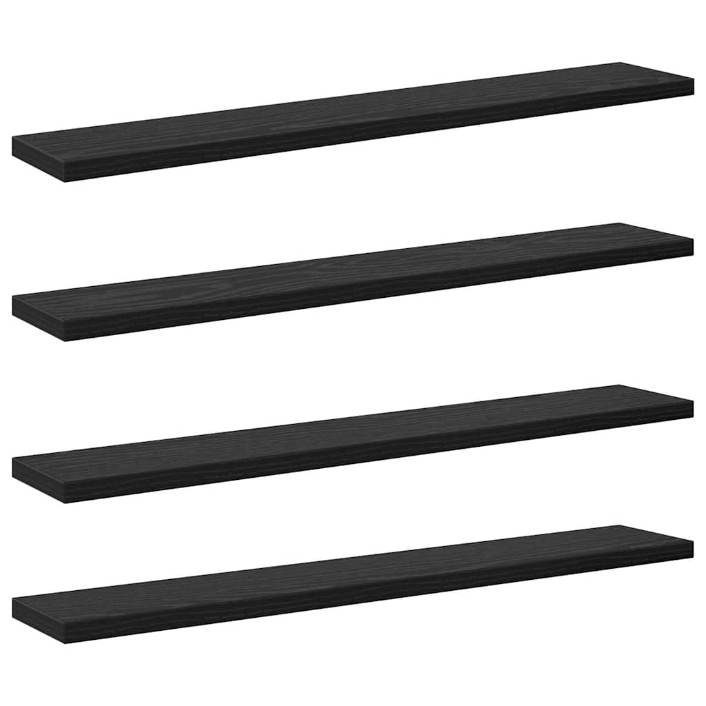 Bokhyllebrett 4 pcs Svart 60 x 10 x 1,5 cm Konstruert tre