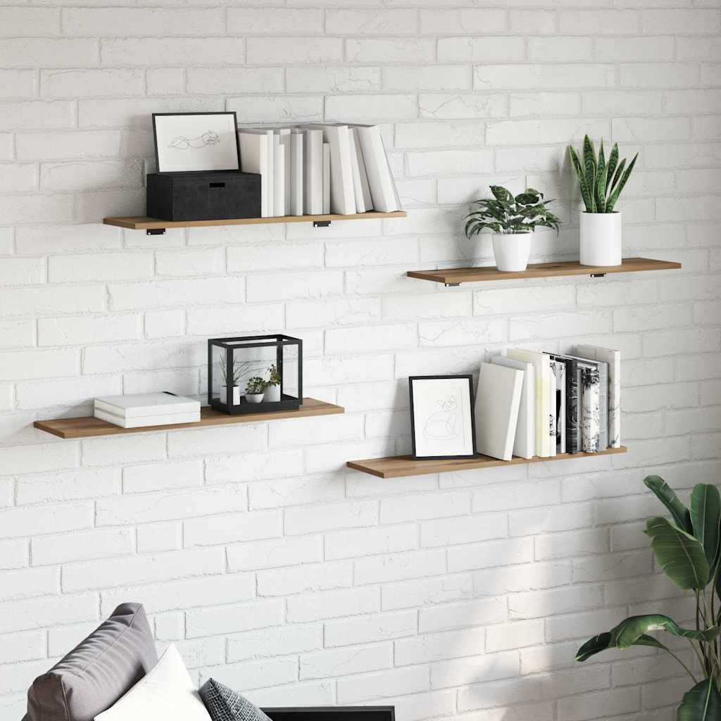 Bokhyllebrett 4 pcs Brun 80 x 20 x 1,5 cm Konstruert tre