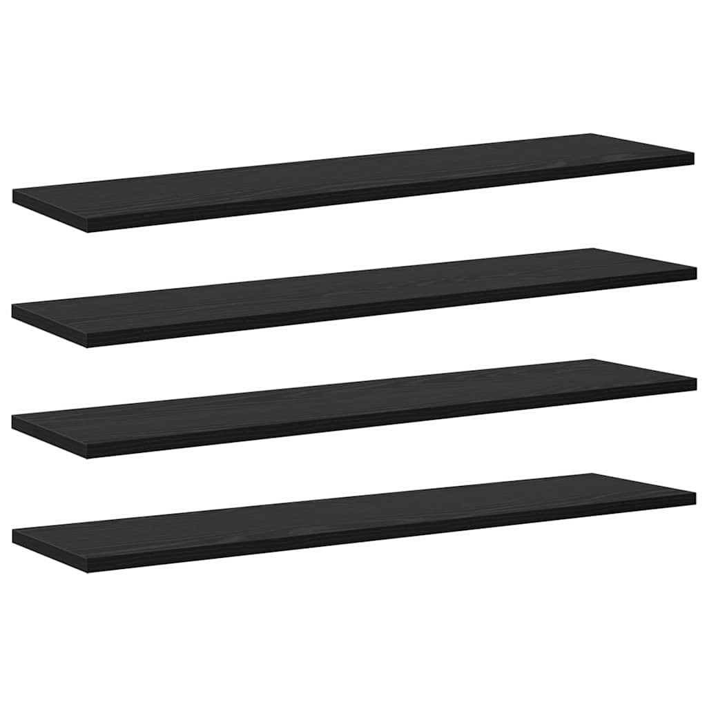 Bokhyllebrett 4 pcs Svart 80 x 20 x 1,5 cm Konstruert tre