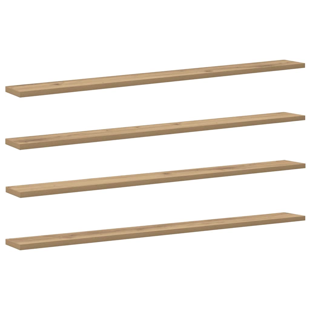 Bokhyllebrett 4 pcs Brun 100 x 10 x 1,5 cm Konstruert tre