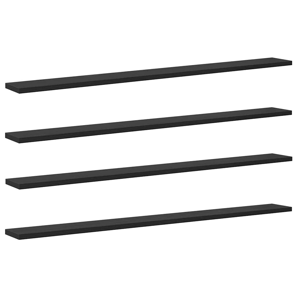 Bokhyllebrett 4 pcs Svart 100 x 10 x 1,5 cm Konstruert tre