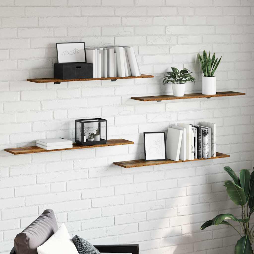 Bokhyllebrett 4 pcs Brun 100 x 20 x 1,5 cm Konstruert tre