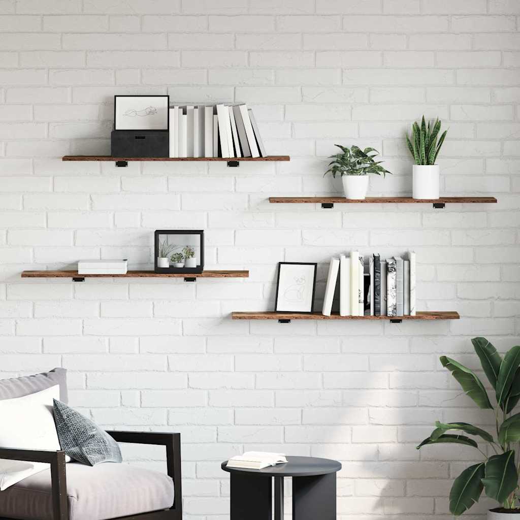 Bokhyllebrett 4 pcs Brun 100 x 20 x 1,5 cm Konstruert tre