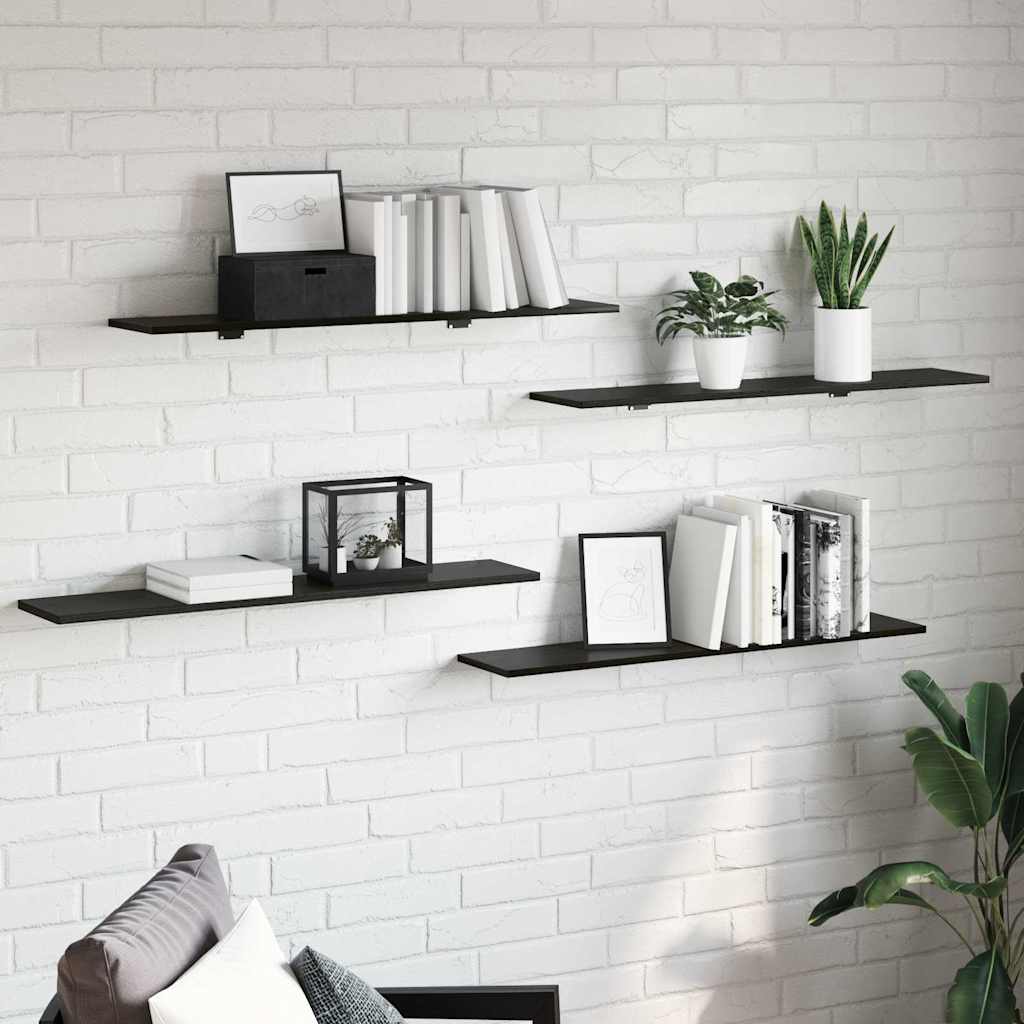 Bokhyllebrett 4 pcs Svart 100 x 20 x 1,5 cm Konstruert tre