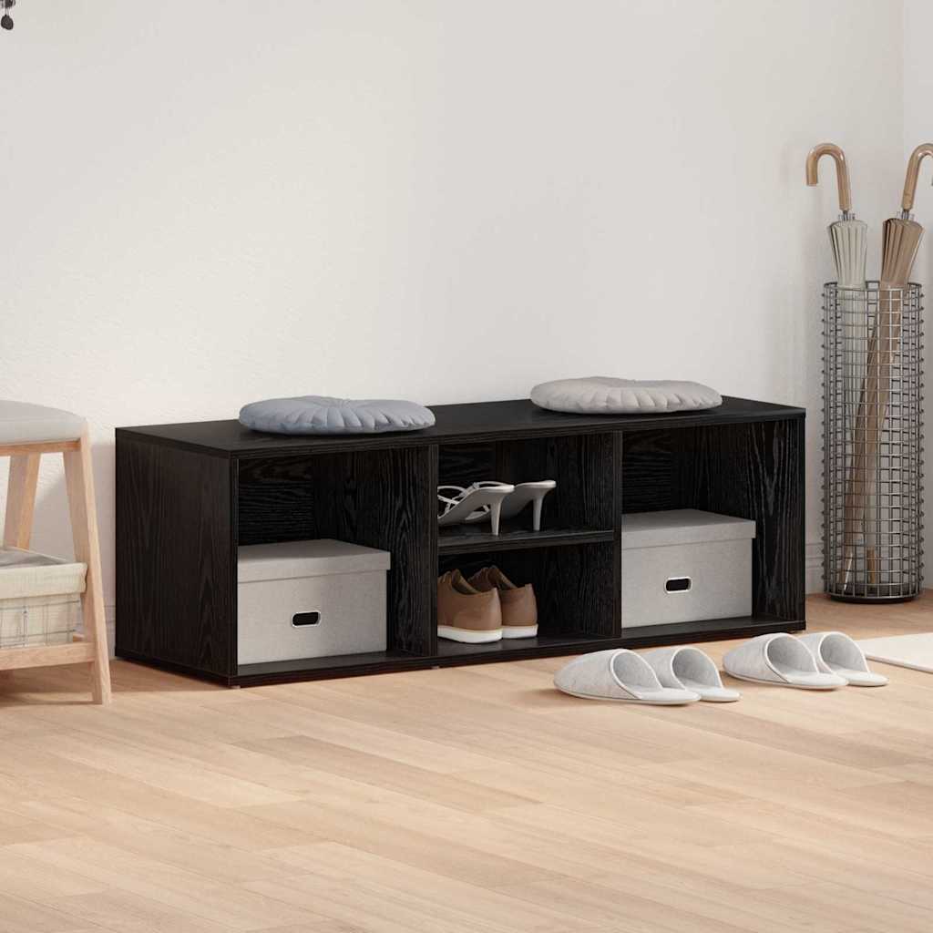 Skobenk med hylle Svart Eik 102 x 35 x 35 cm Konstruert tre