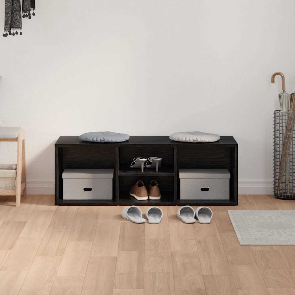Skobenk med hylle Svart Eik 102 x 35 x 35 cm Konstruert tre