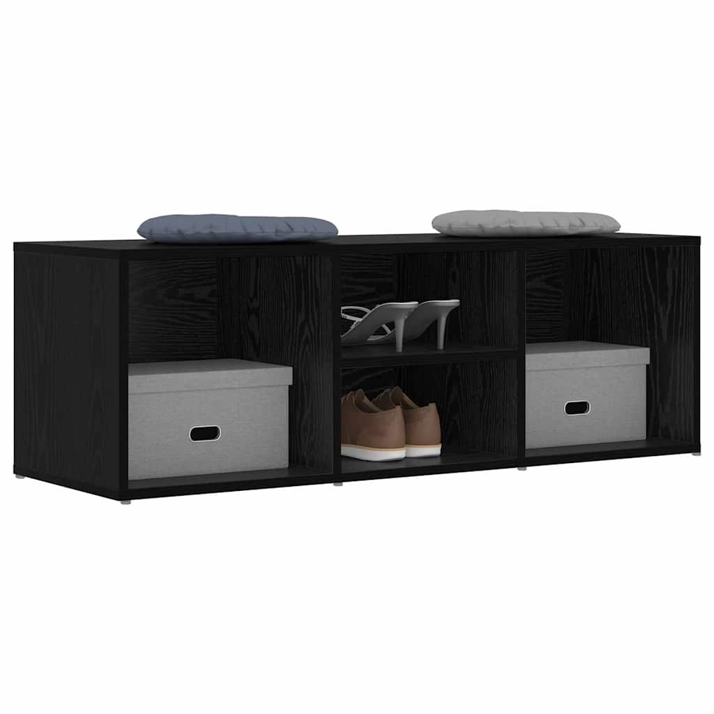 Skobenk med hylle Svart Eik 102 x 35 x 35 cm Konstruert tre