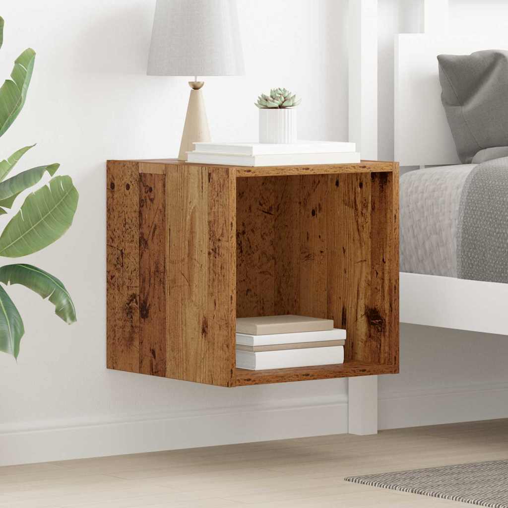 Veggskap med hylle Gammelt tre 37 x 37 x 37 cm Konstruert tre