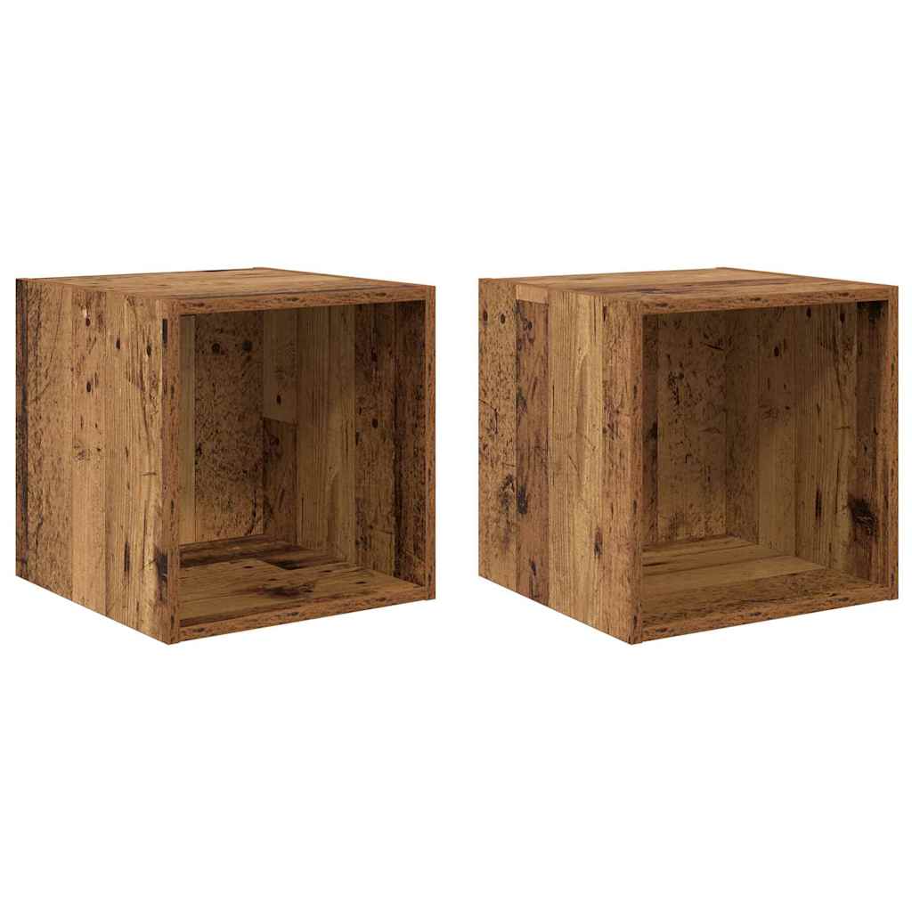 Veggskap 2 pcs Gammelt tre 37 x 37 x 37 cm Konstruert tre