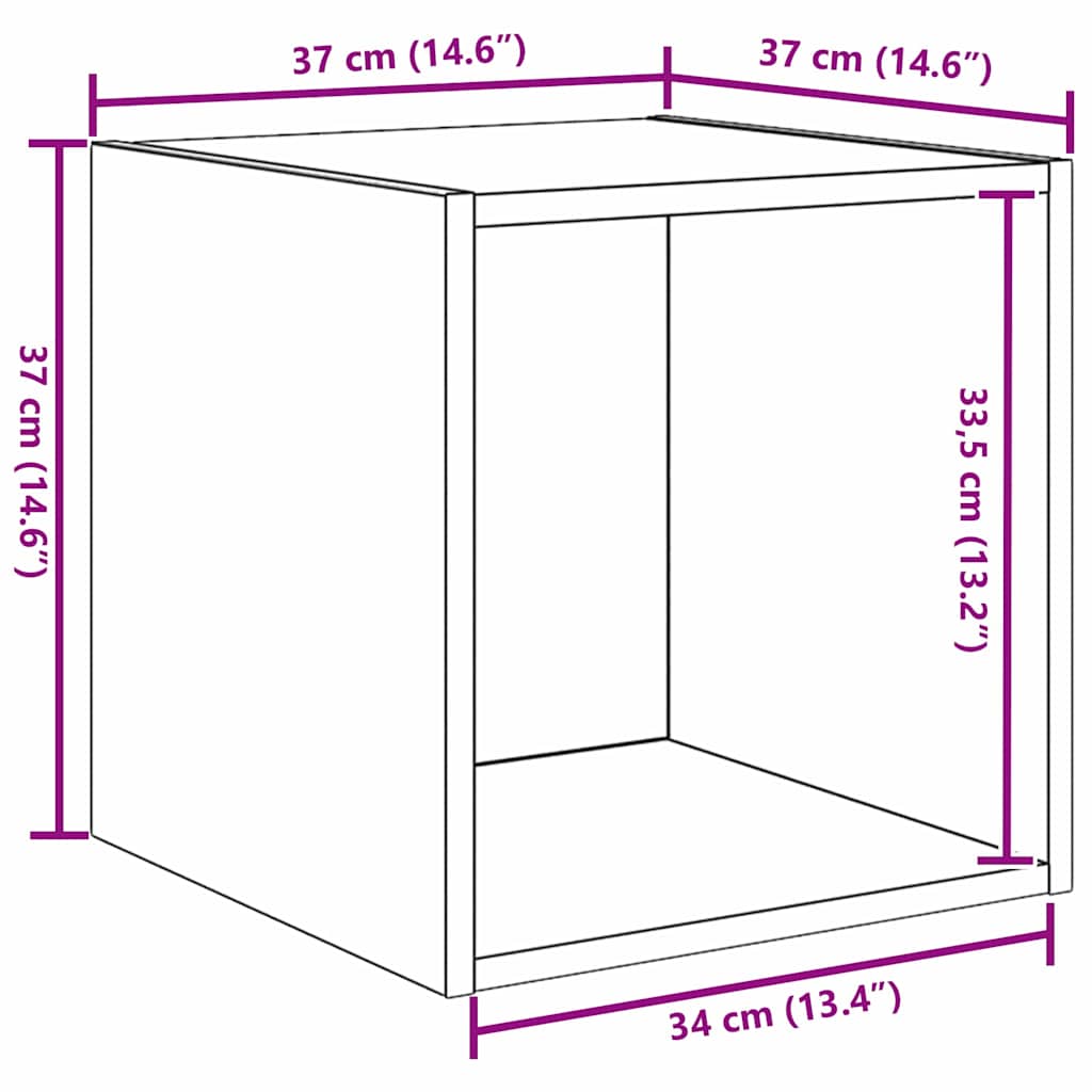 Veggskap 2 pcs Gammelt tre 37 x 37 x 37 cm Konstruert tre