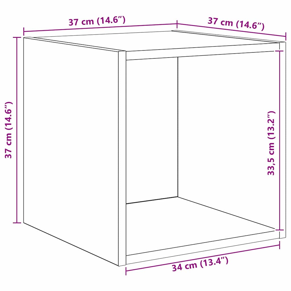 Veggskap med hylle artisan eik 37 x 37 x 37 cm Konstruert tre