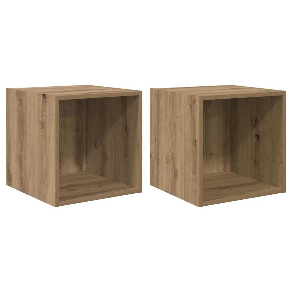 Veggskap 2 pcs artisan eik 37 x 37 x 37 cm Konstruert tre