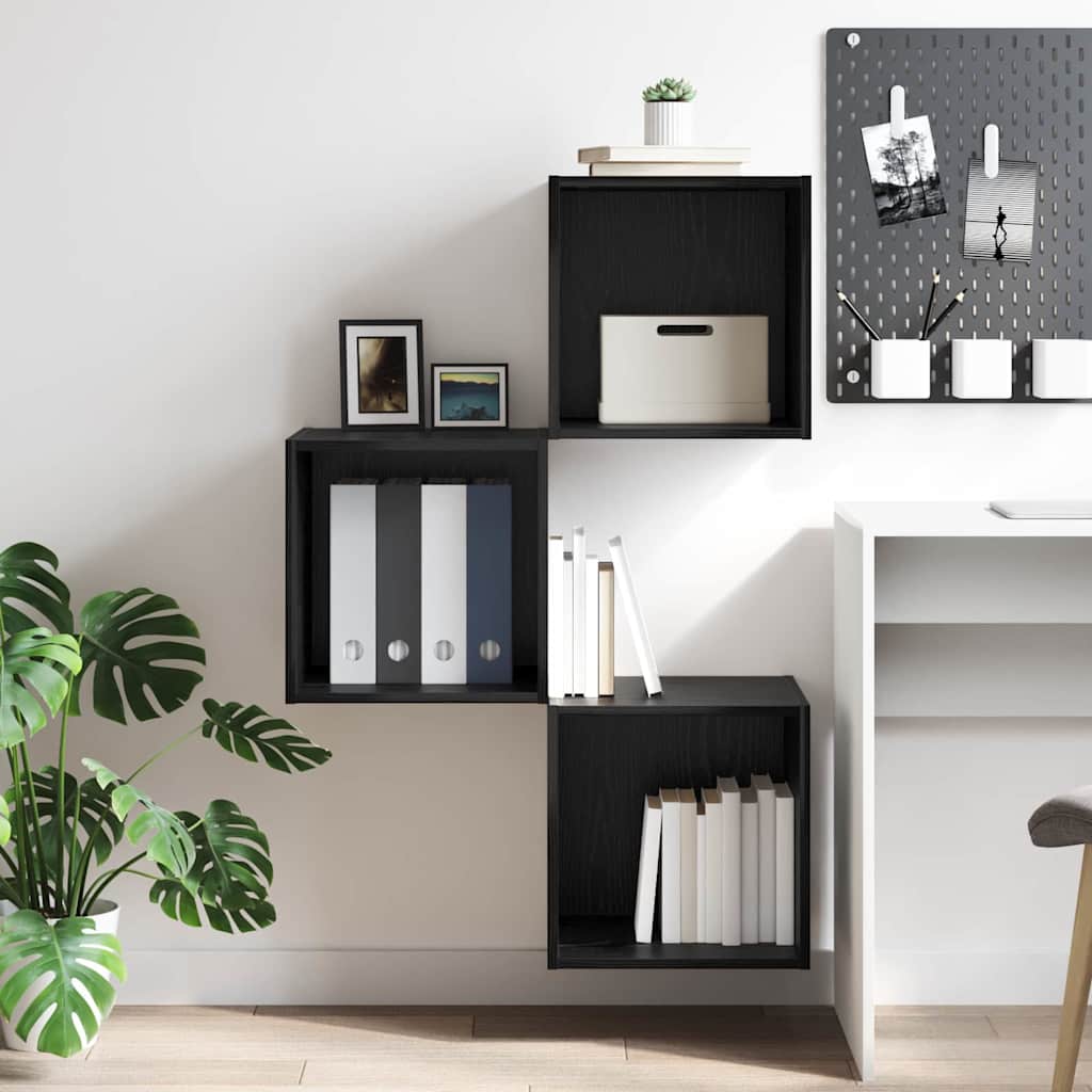 Veggskap med hylle Svart eik 37 x 37 x 37 cm Konstruert tre