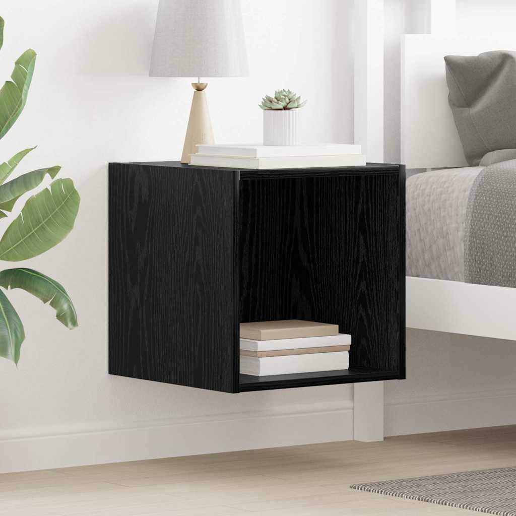 Veggskap med hylle Svart Eik 37 x 37 x 37 cm Konstruert tre