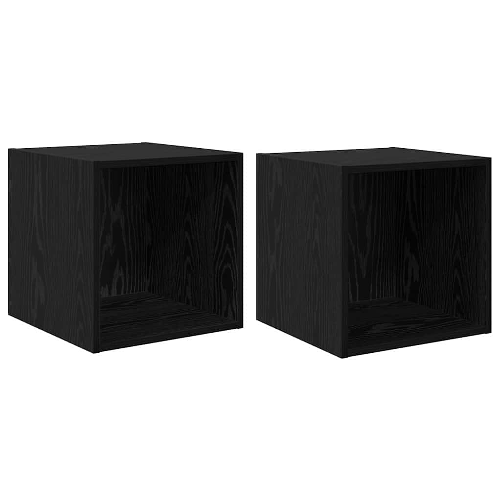 Veggskap 2 pcs Svart Eik 37 x 37 x 37 cm Konstruert tre