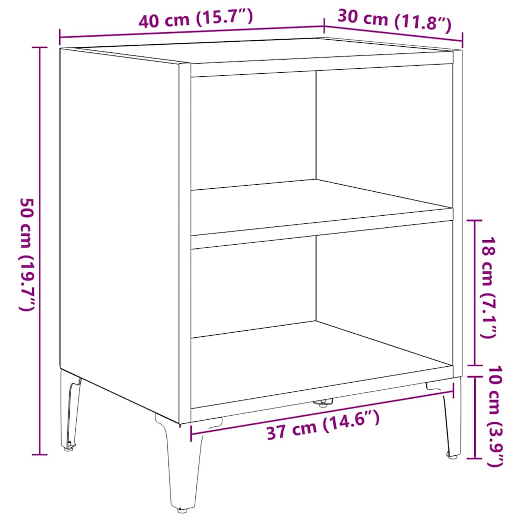 Nattbordskap 2 pcs Svart eik 40 x 30 x 50 cm Konstruert tre