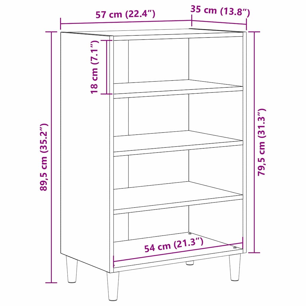 Serviesskap Svart Eik 57 x 35 x 89,5 cm Konstruert tre