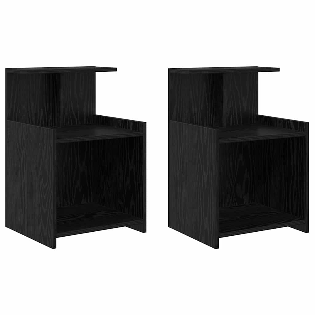 Nattbordskap 2 pcs Svart Eik 40 x 35 x 60 cm Konstruert tre