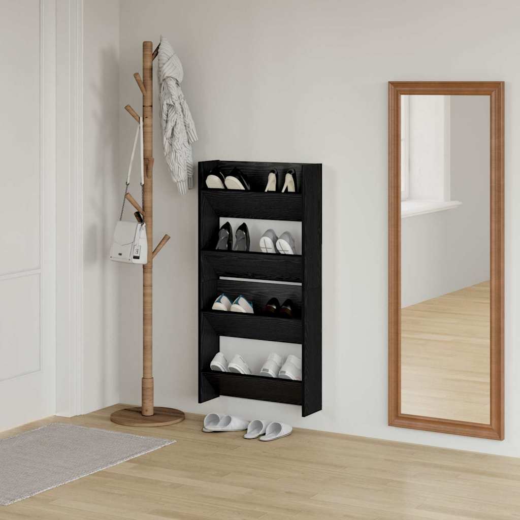 Sko Skap 2 pcs Svart Eik 60 x 18 x 60 cm Konstruert tre