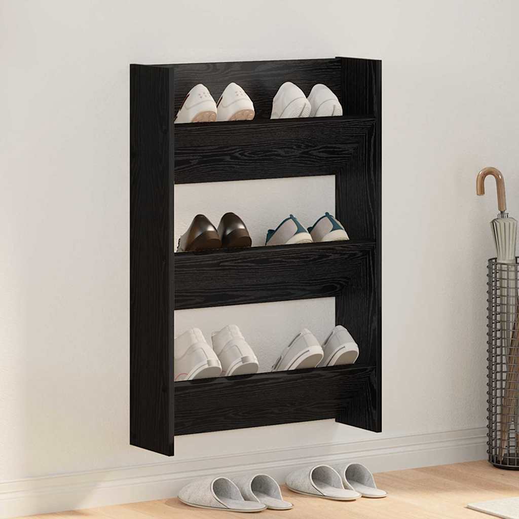 Sko Skap med hylle Svart Eik 60 x 18 x 90 cm Konstruert tre