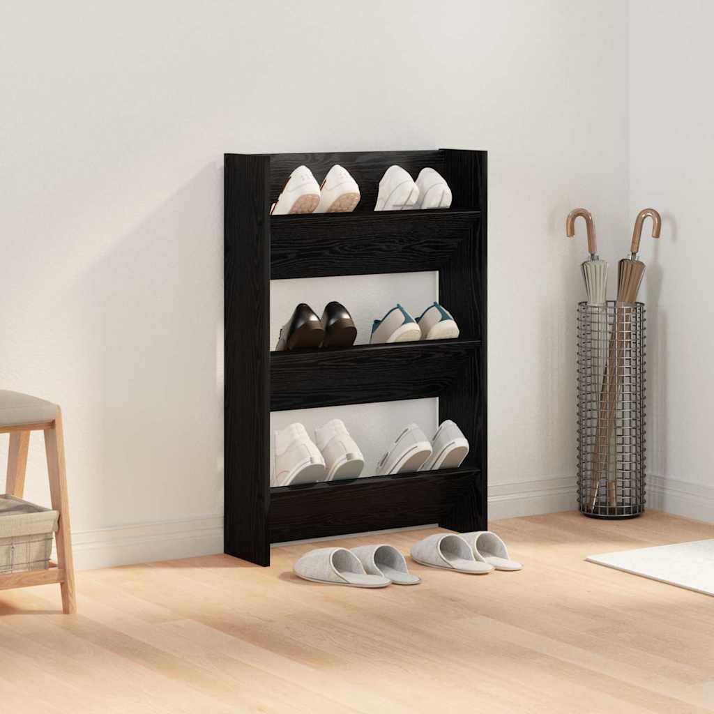 Sko Skap med hylle Svart Eik 60 x 18 x 90 cm Konstruert tre