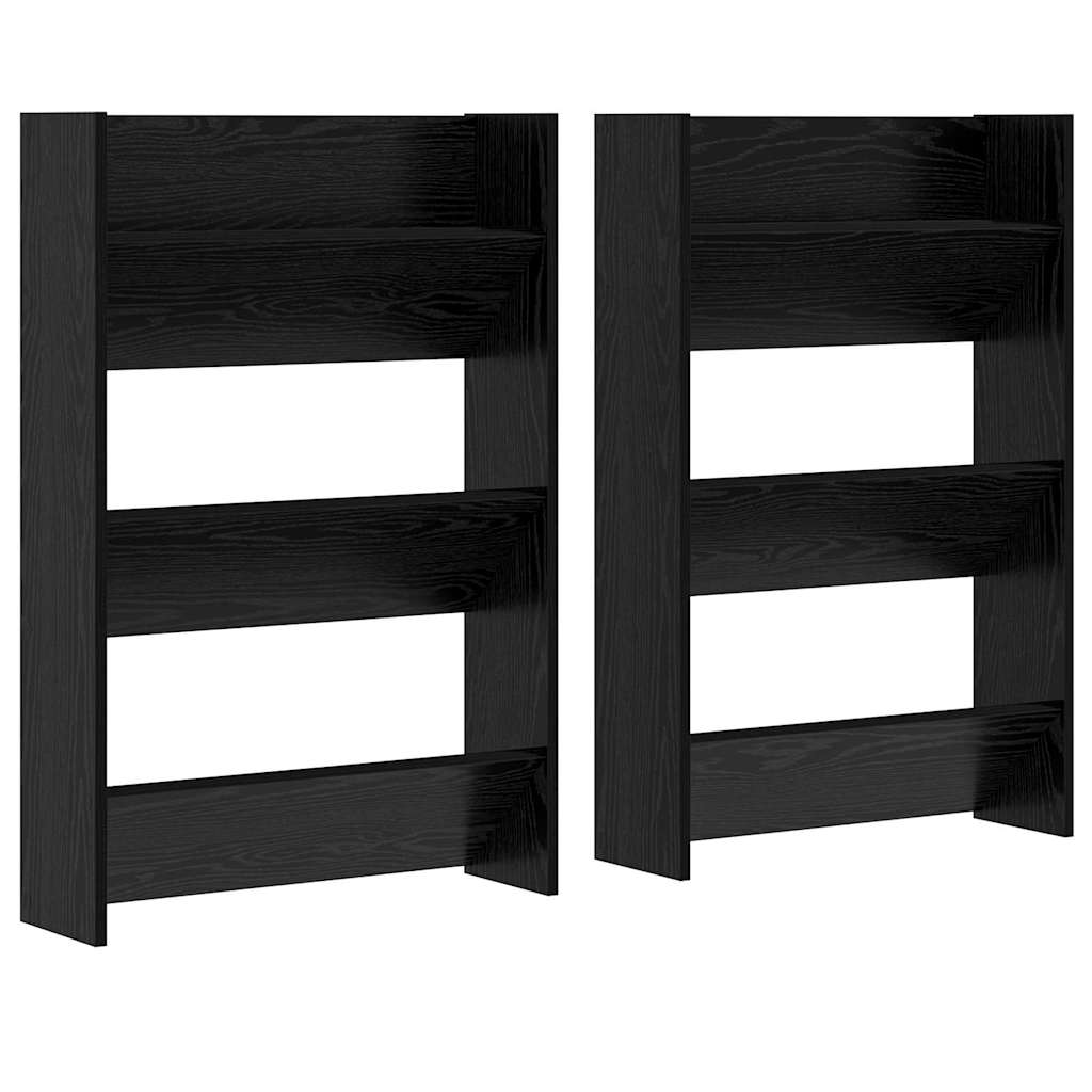 Sko Skap 2 pcs Svart Eik 60 x 18 x 90 cm Konstruert tre