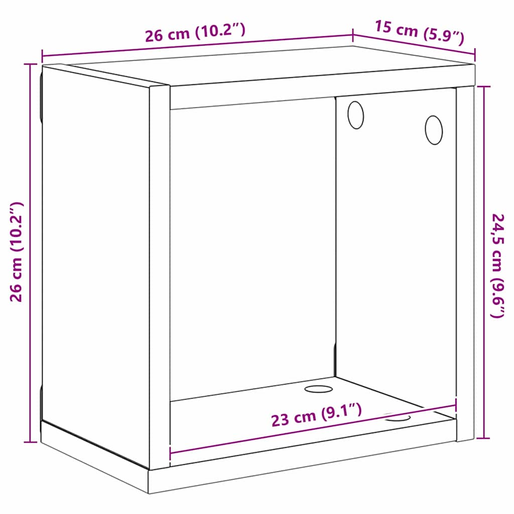 Vegghyller 2 pcs Gammelt tre 26 x 15 x 26 cm Konstruert tre
