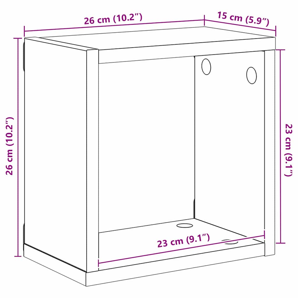 Vegghyller 2 pcs artisan eik 26 x 15 x 26 cm Konstruert tre