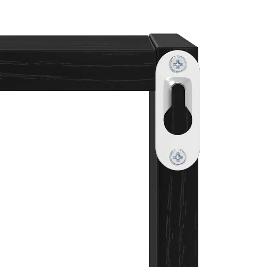 Vegghyller med hylle Veggmontert 2 pcs Svart Eik Konstruert tre