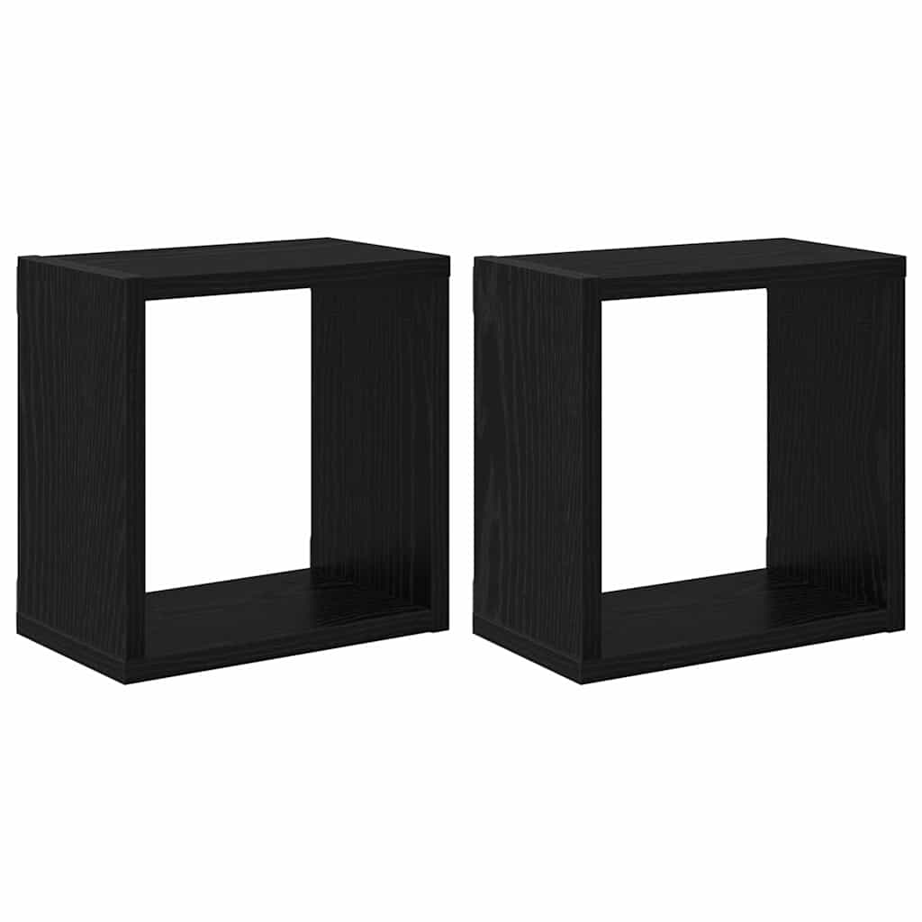 Vegghyller 2 pcs Svart Eik 26 x 15 x 26 cm Konstruert tre