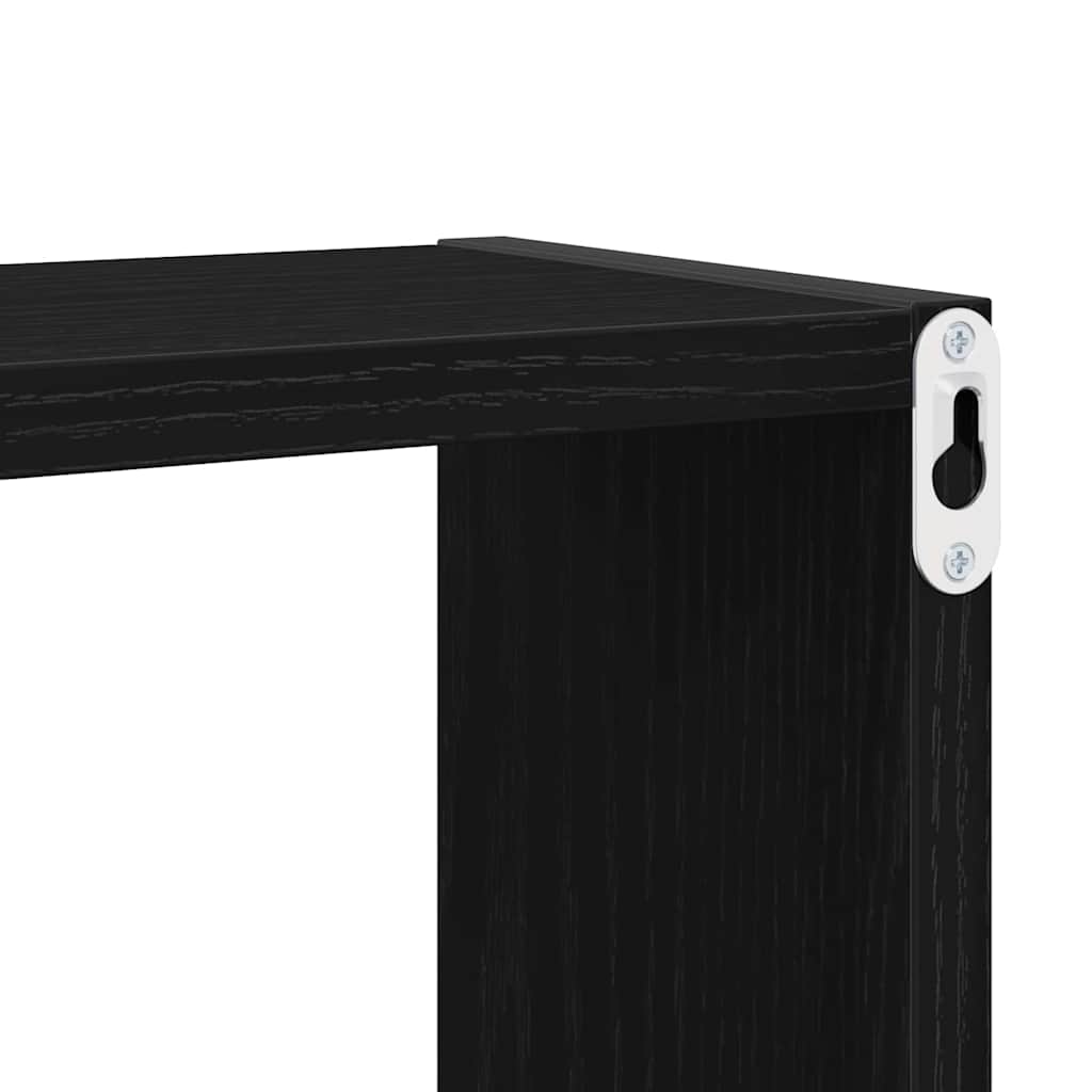 Vegghyller med hylle Veggmontert 4 pcs Svart Eik Konstruert tre