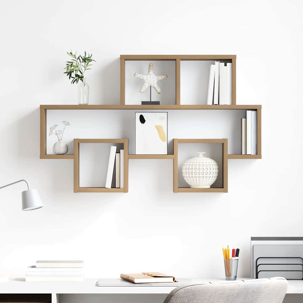 Vegghylle med hylle artisan eik 82 x 15 x 51 cm Konstruert tre vidaXL
