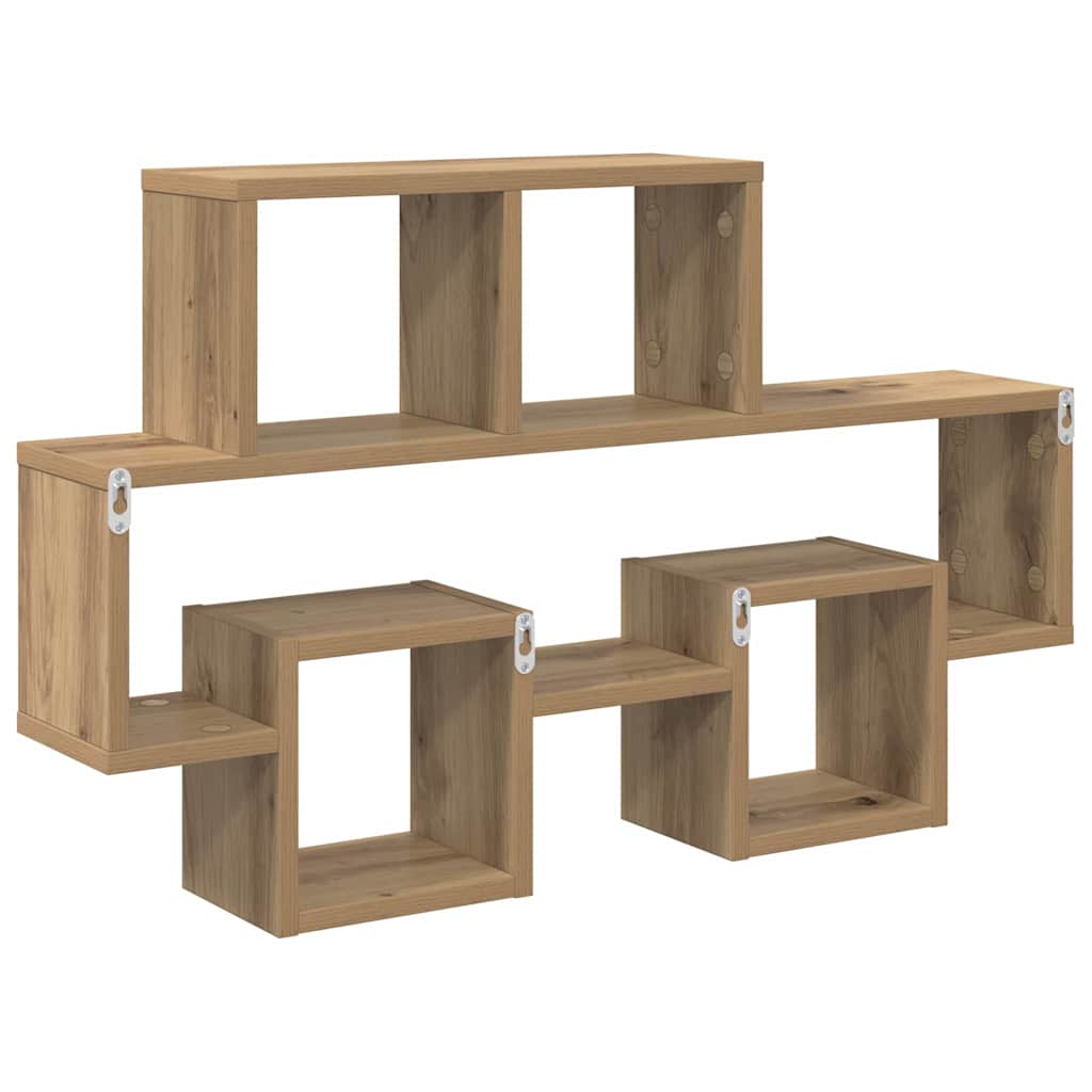 Vegghylle med hylle artisan eik 82 x 15 x 51 cm Konstruert tre vidaXL