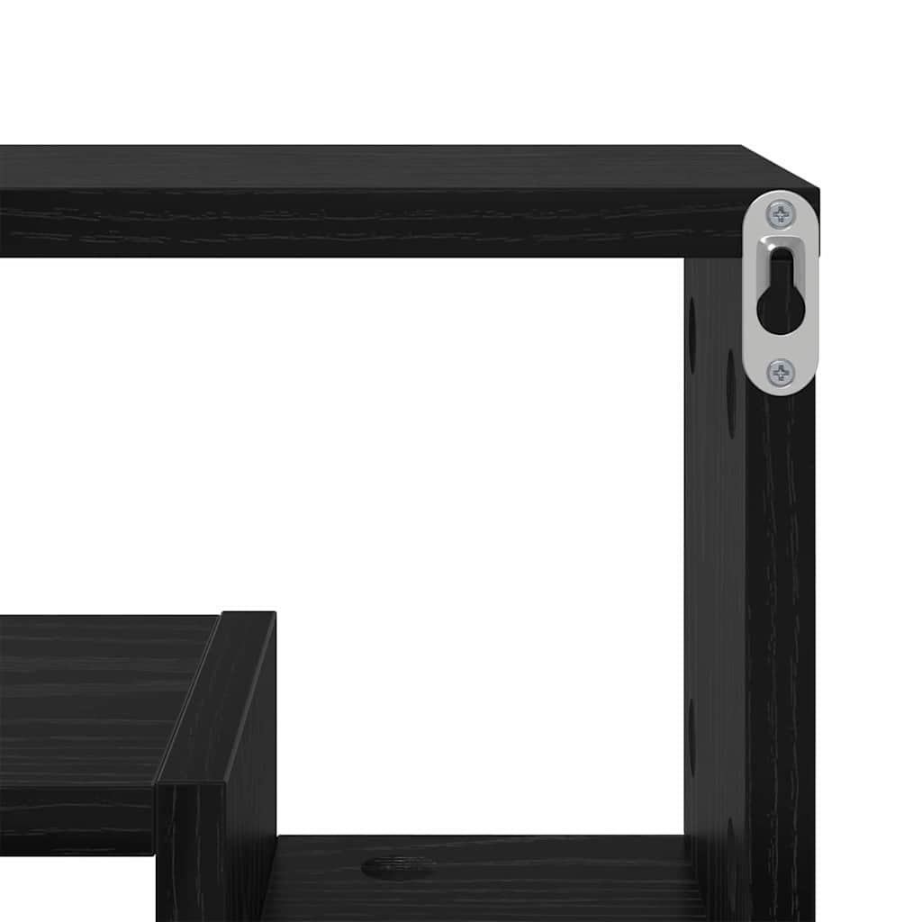 Vegghylle med hylle Svart eik 82 x 15 x 51 cm Konstruert tre