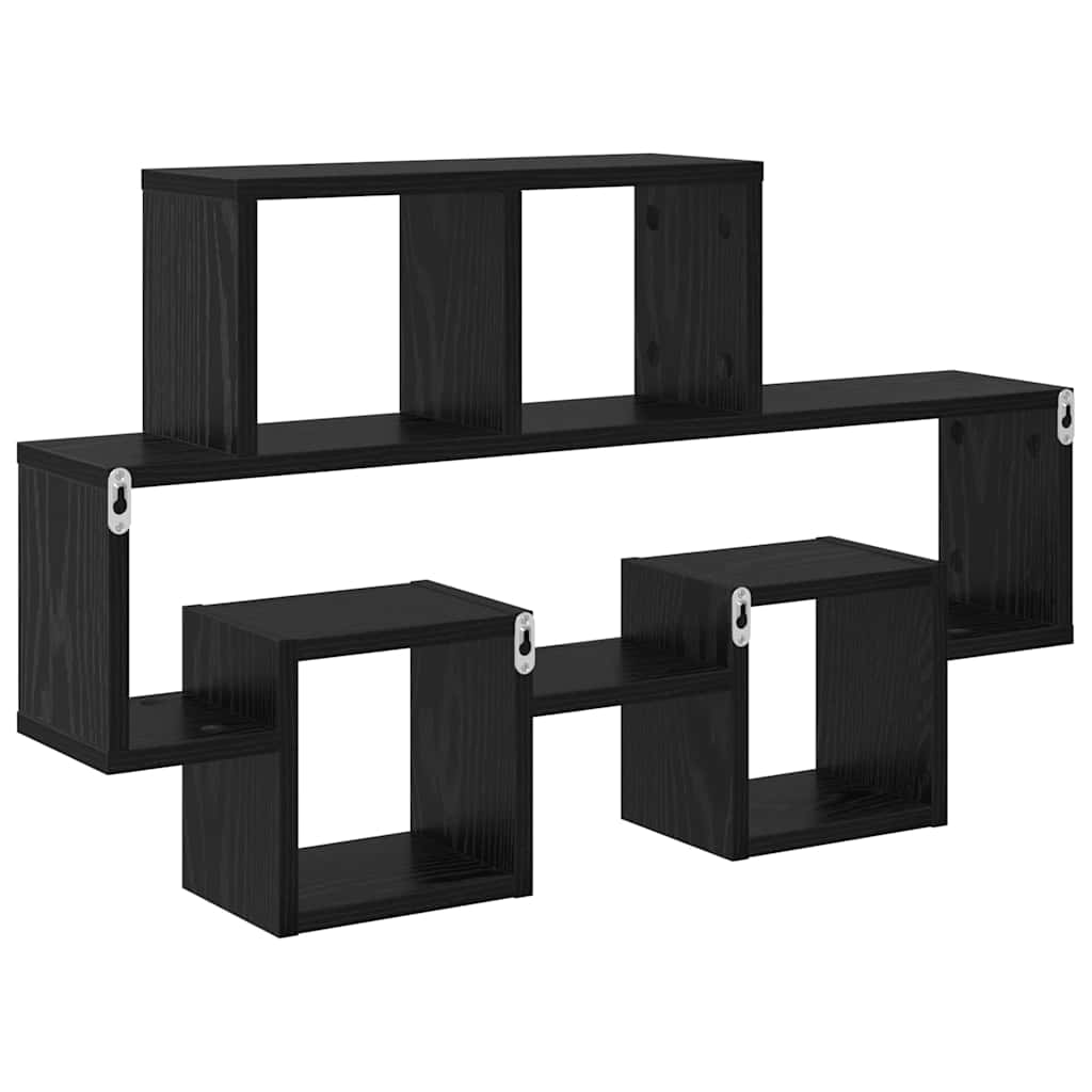 Vegghylle med hylle Svart eik 82 x 15 x 51 cm Konstruert tre