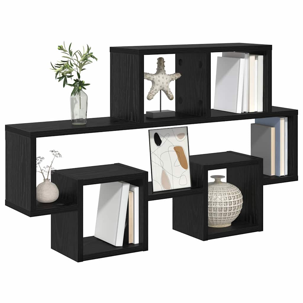 Vegghylle med hylle Svart eik 82 x 15 x 51 cm Konstruert tre