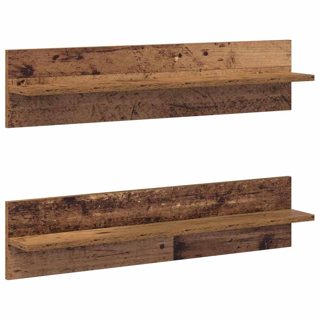 Vegghyller 2 pcs Gammelt tre 80 x 11.5 x 18 cm Konstruert tre