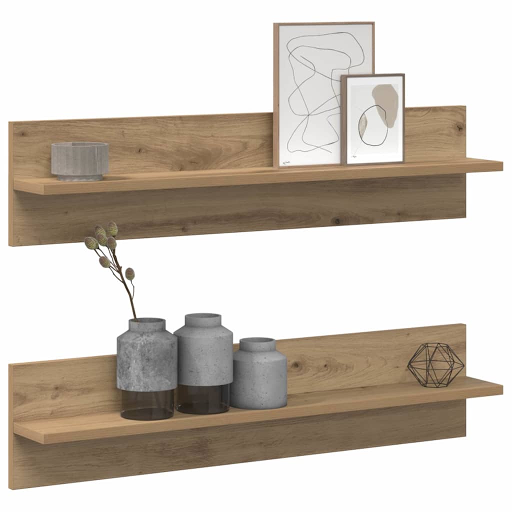 Vegghylle 2 pcs Artisan Eik 80 x 11,5 x 18 cm Konstruert tre