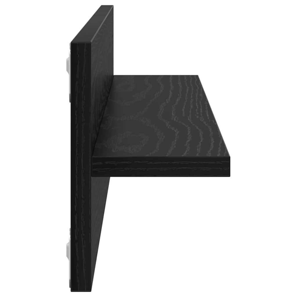 Vegghylle 2 pcs Svart Eik 80 x 11,5 x 18 cm Konstruert tre