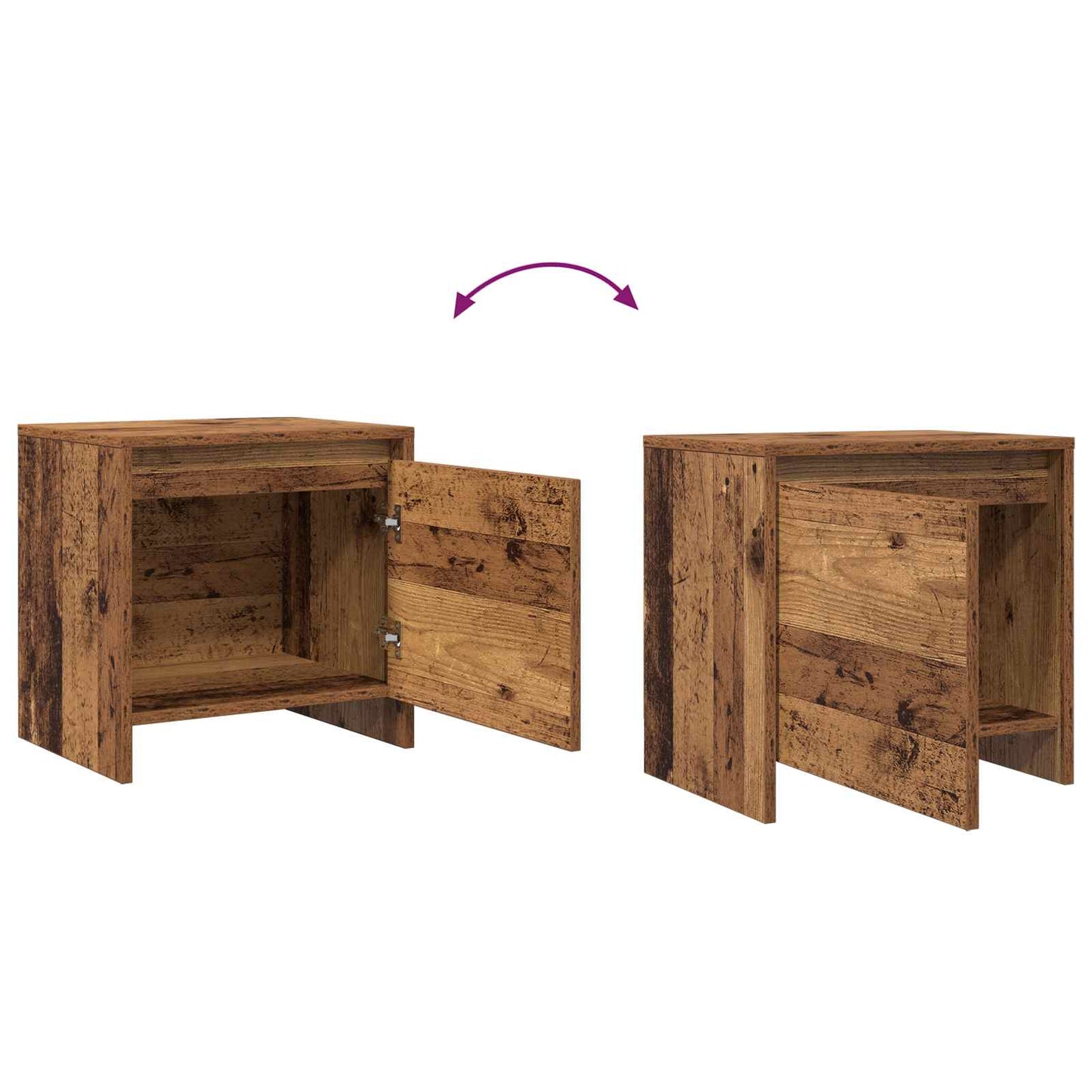 Nattbordskap Gammelt tre 45 x 34 x 44,5 cm Konstruert tre