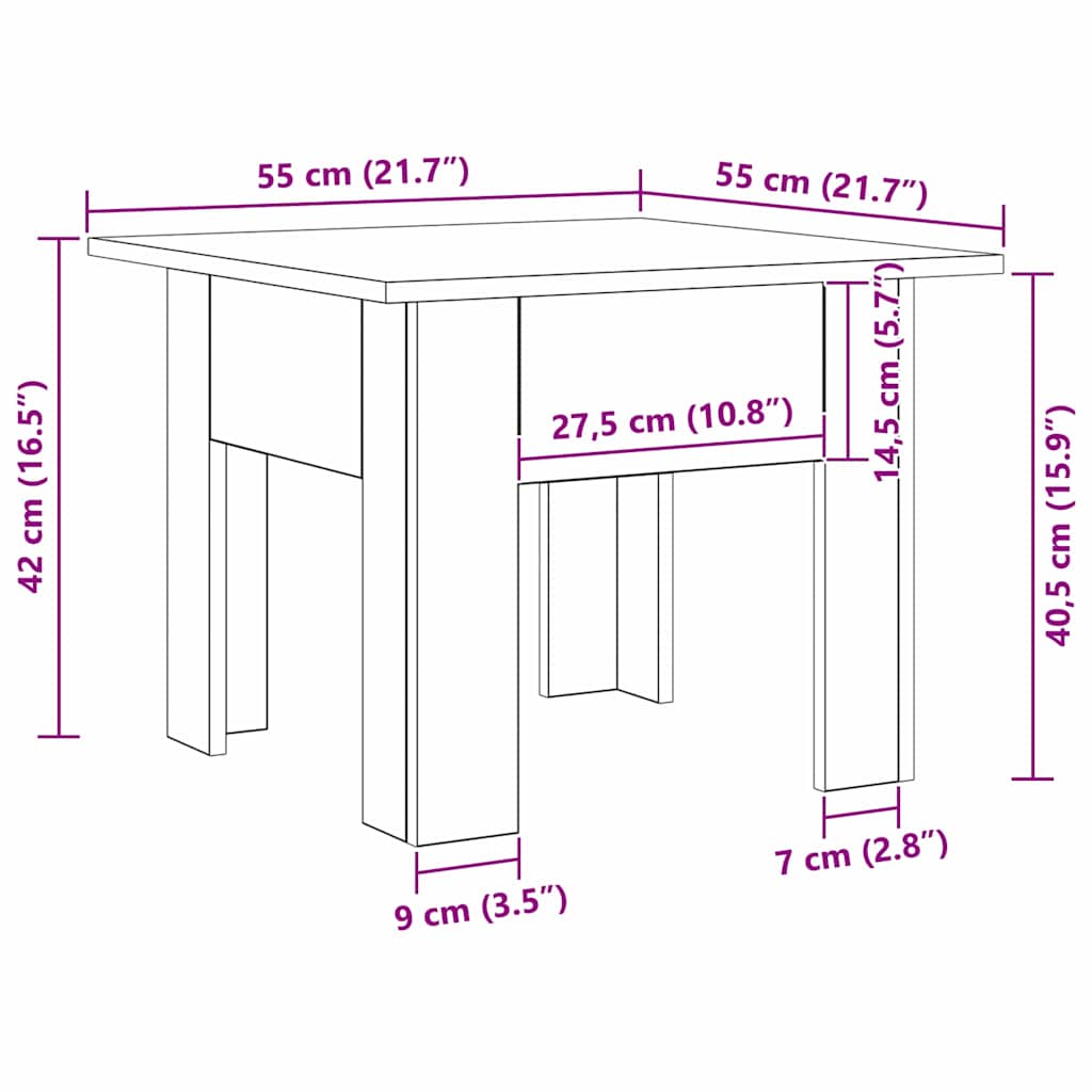 Kaffebord Artisan Eik 55 x 55 x 42 cm Konstruert tre