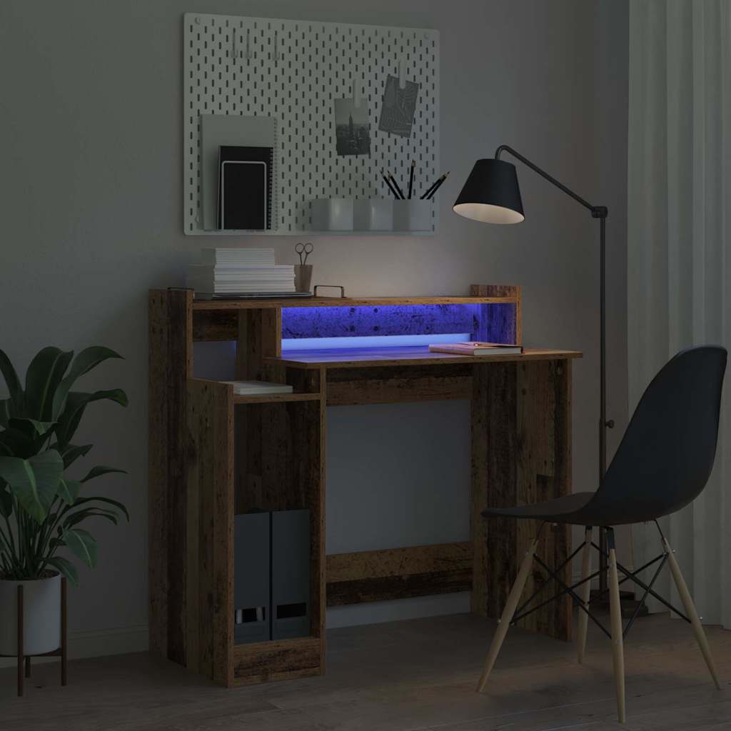 Skrivebord med hylle Gammelt tre 97 x 45 x 90 cm Konstruert tre