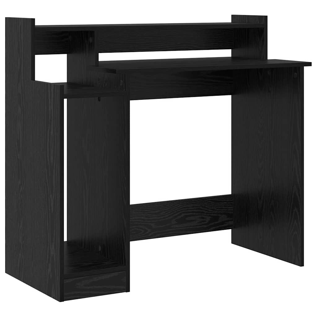 Skrivebord med hylle Svart Eik 97 x 45 x 90 cm Konstruert tre
